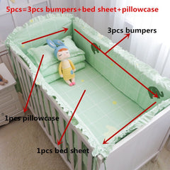 5pcs Cartoon Baby Bedding Set Cotton Crib Bedding