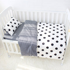 3Pcs Baby Bedding Set Cotton Crib Sets Black White Stripe