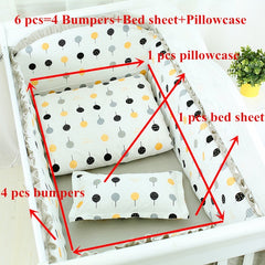 6pcs/set Blue Universe Design Crib Bedding Set Cotton